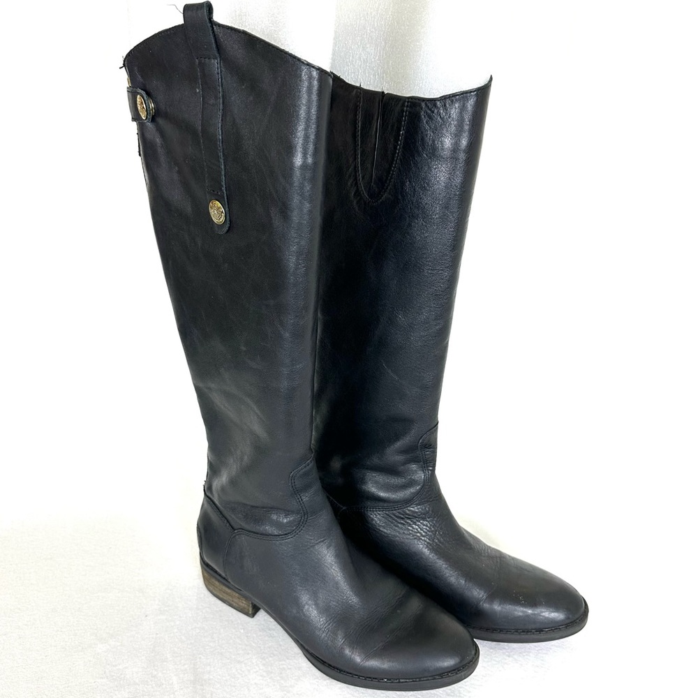 SAM EDELMAN Women’s Penny Supple Black Leather Riding Boot Knee High, Size 6